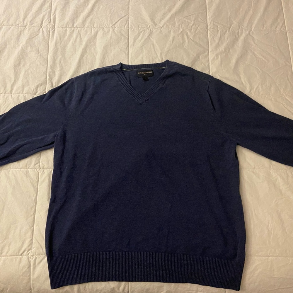 Banana Republic Blue V-Neck Sweater